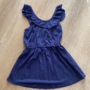Ruffle tank top skater dress, navy - 4T